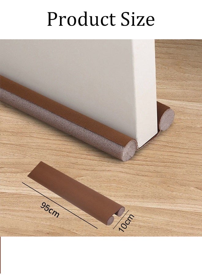 Door Draft Stopper, Twin Door Draft Stopper for Bottom of Door - Adjustable Under Door Sweep, No Adhesive, Blocks Cold Air, Hot Air, Noise, Light & Bugs, Weather Stripping Gap Filler, Easy Install for Exterior & Interior Doors - Image 2